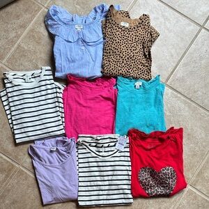 J. Crew Striped and Solid Tees in Cream, Pink, and Teal